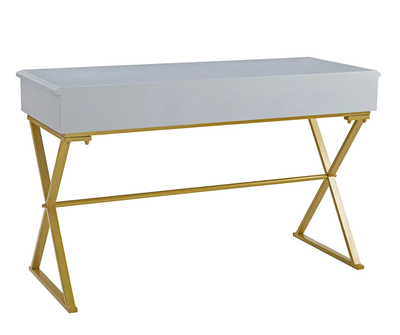Glam Gray & Gold 2-Drawer Campaign Desk - Image 9