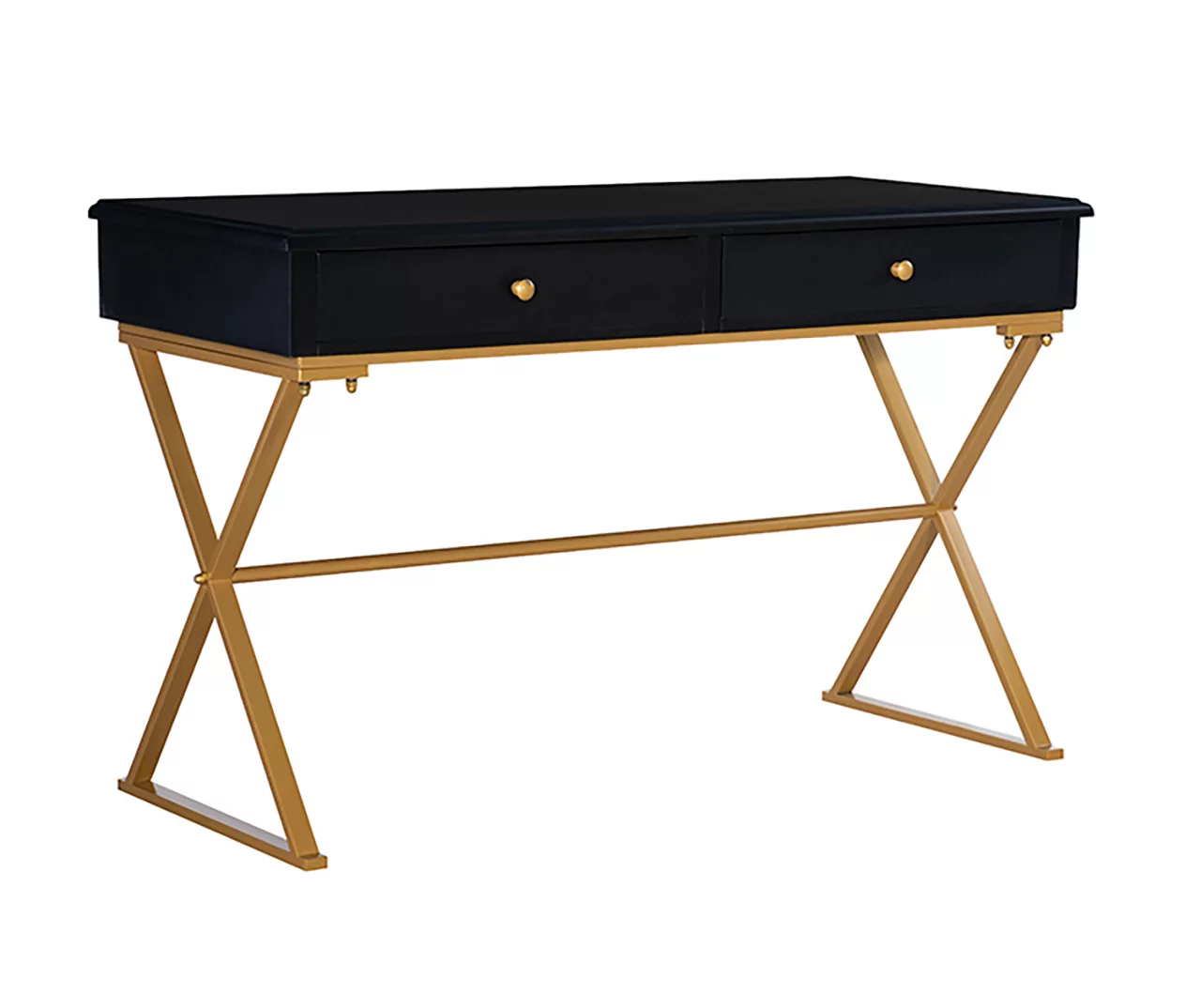 Glam Black & Gold 2-Drawer Campaign Desk