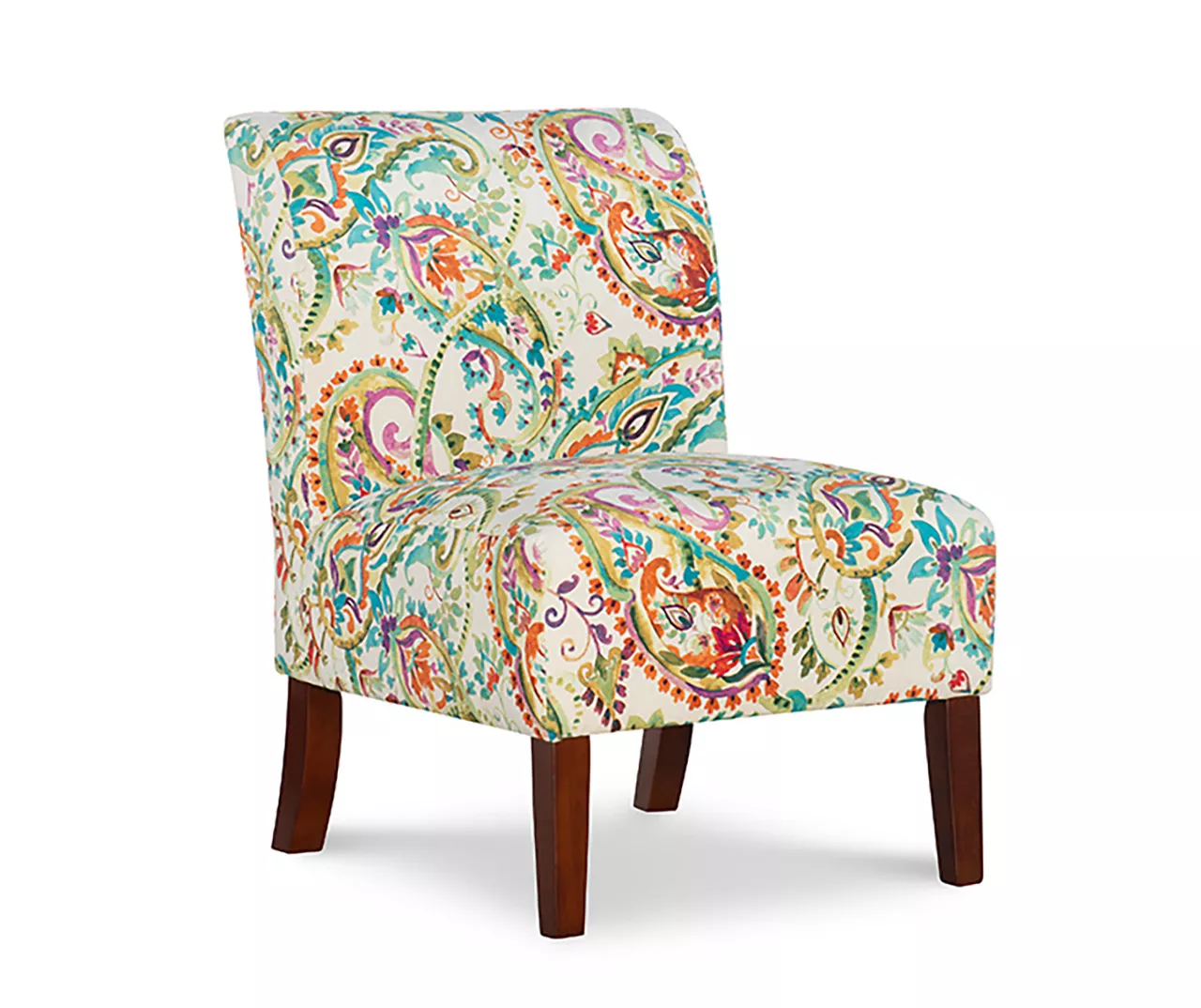 Danna Multicolor Upholstered Paisley Curved Back Slipper Chair
