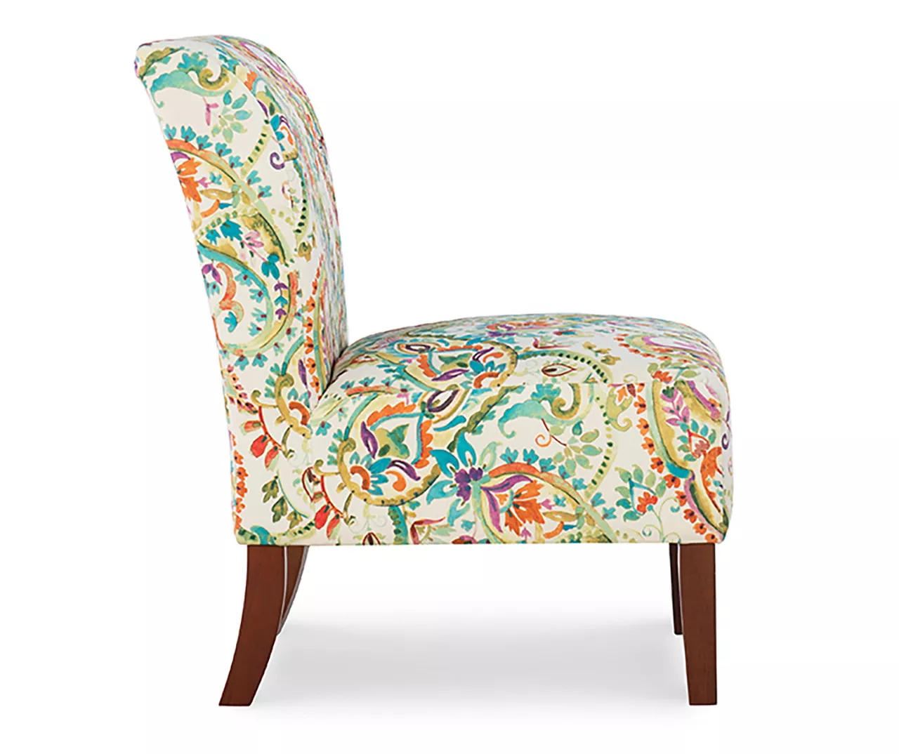 Danna Multicolor Upholstered Paisley Curved Back Slipper Chair - Image 3