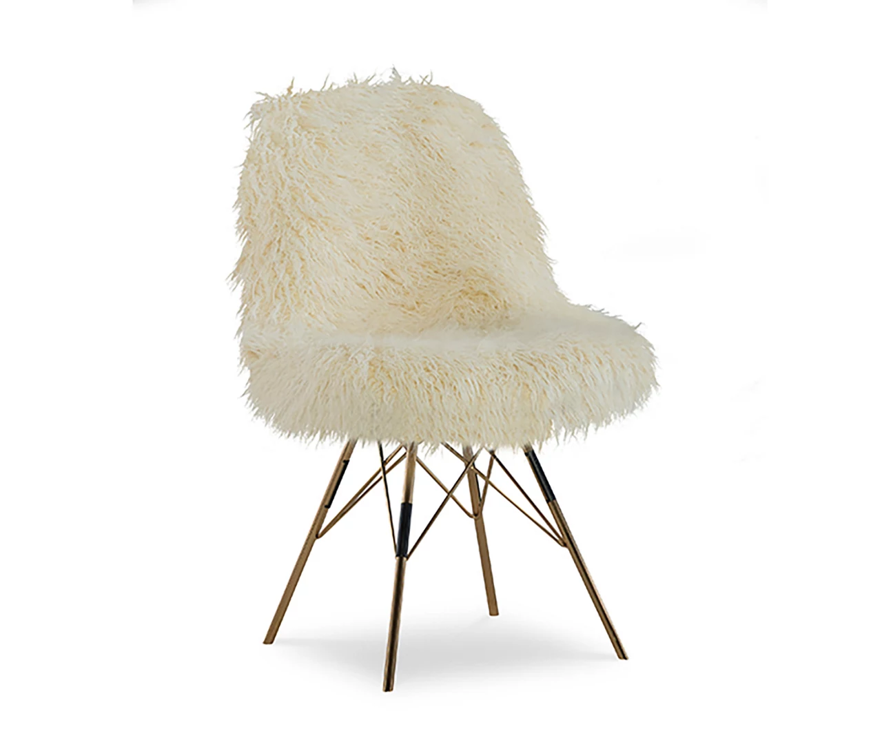Layton Cream & Gold Faux Fur Chair