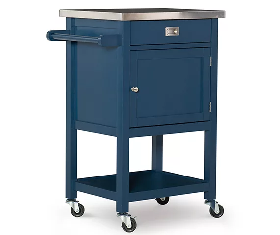 Reed Navy 1-Drawer Metal Rolling Apartment Cart