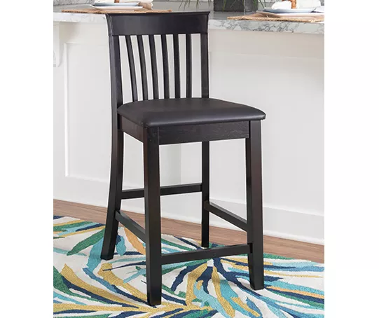 Kane Black Upholstered Vinyl Padded Craftsman Counter Stool - Image 2