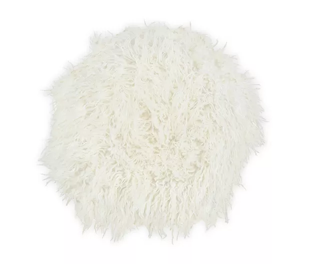 Zola White Faux Fur Rolling Swivel Stool - Image 4