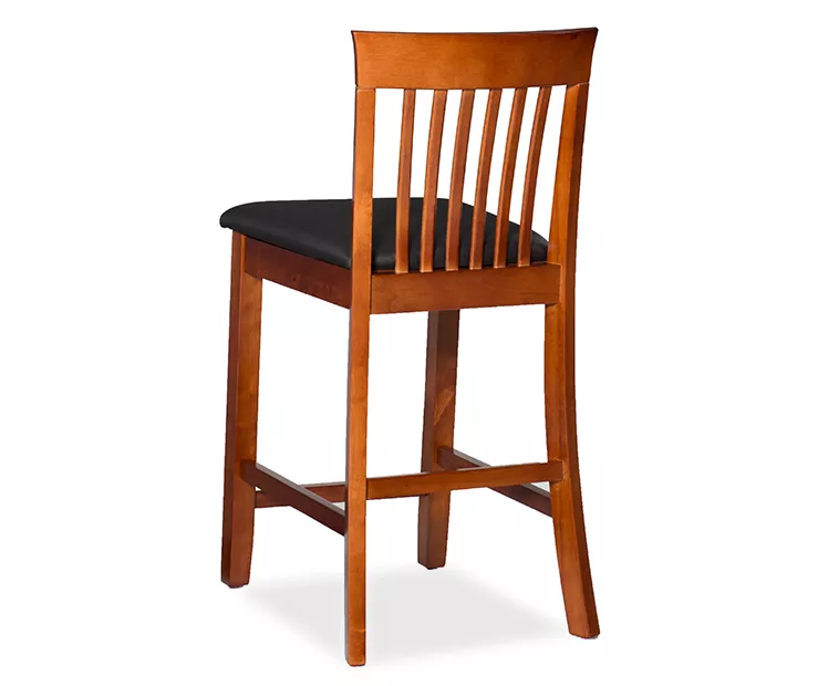 Kane Brown & Dark Cherry Upholstered Vinyl Padded Craftsman Counter Stool - Image 4