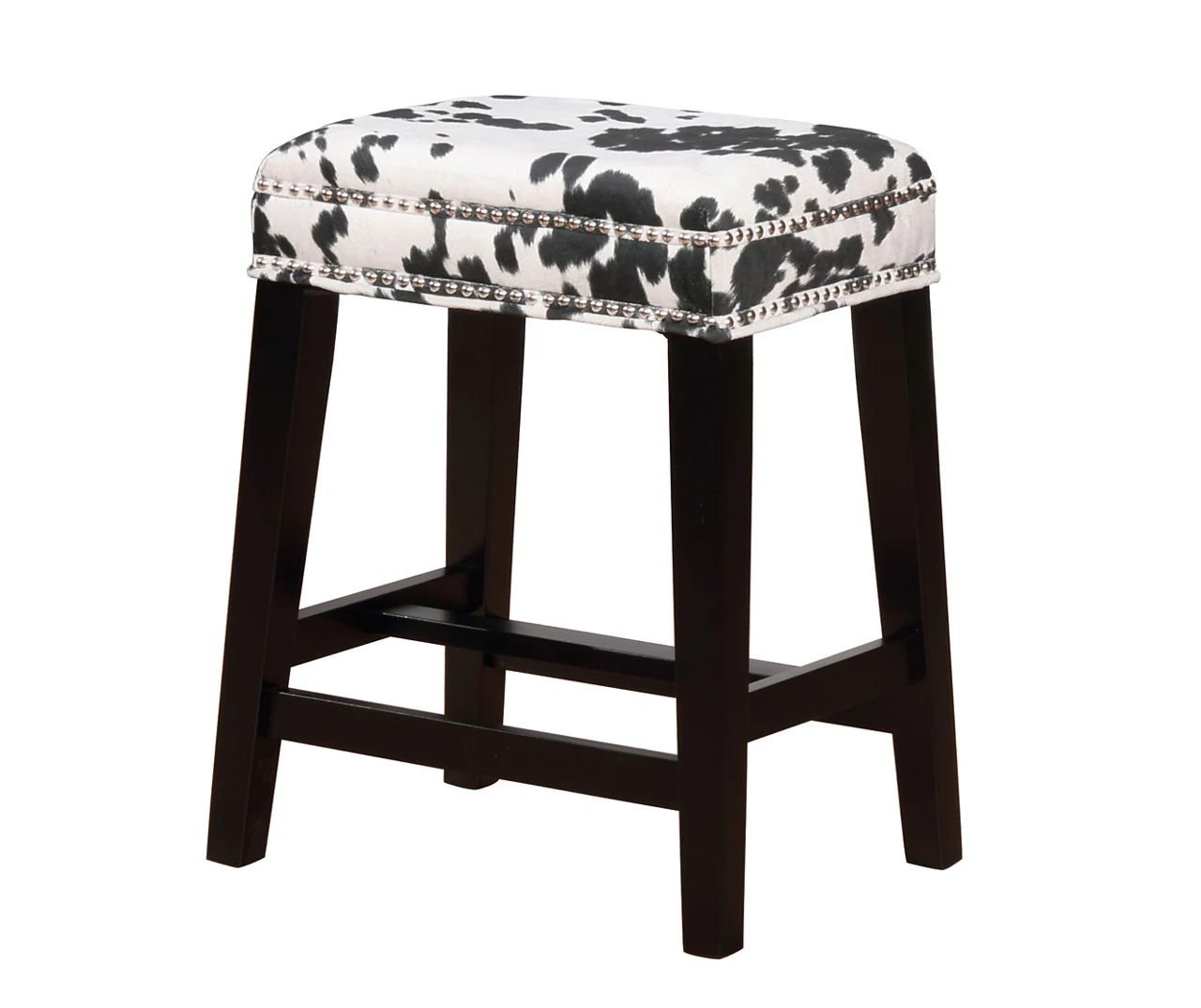 Baldwin White & Black Cow Print Nailhead Counter Stool