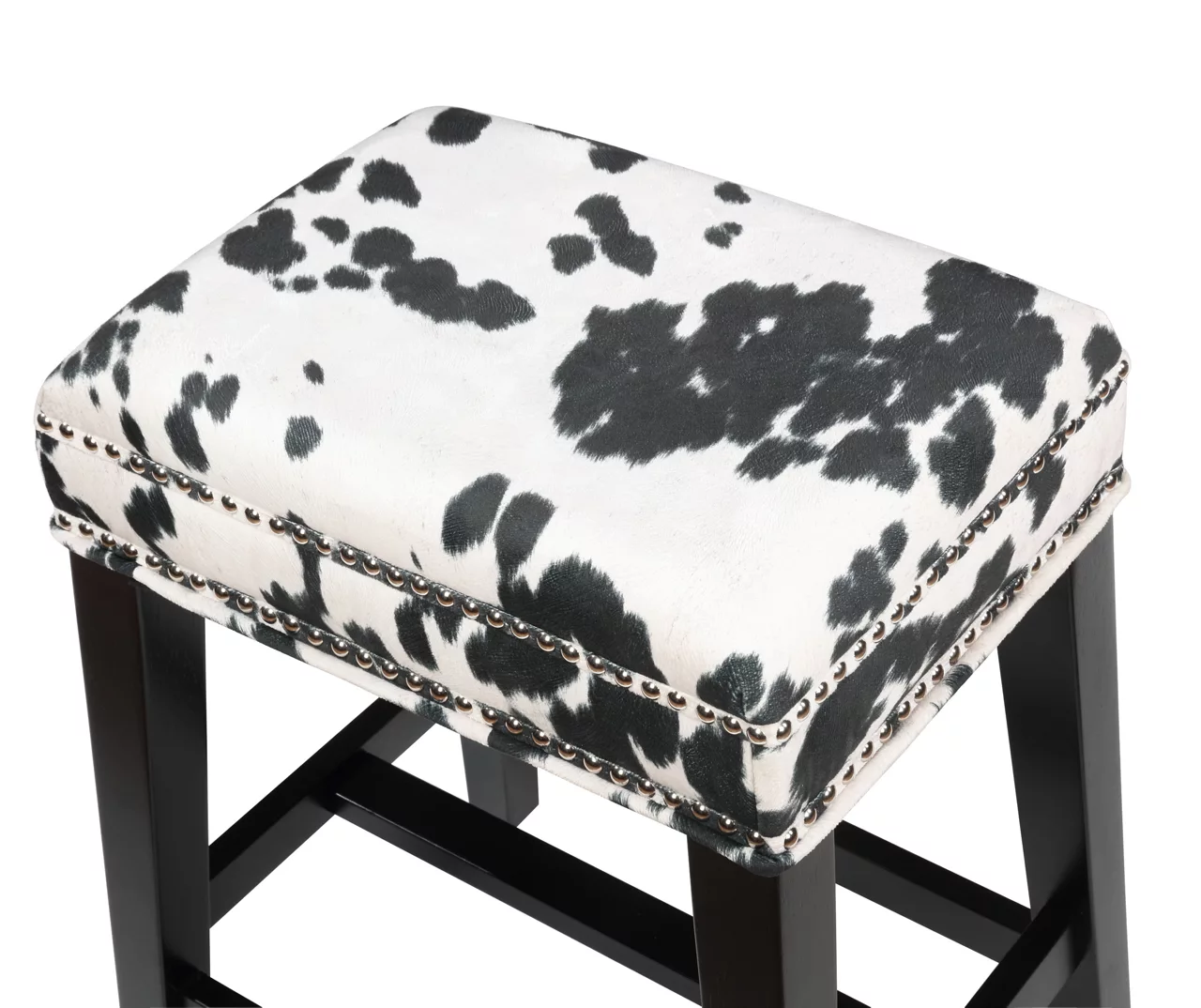 Baldwin White & Black Cow Print Nailhead Counter Stool - Image 4