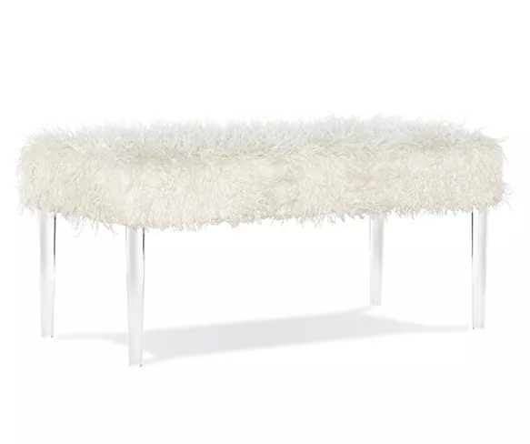 Cara White Faux Fur Acrylic Leg Bench
