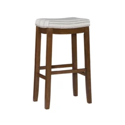 Brooke Natural & Dark Brown Backless Padded Bar Stool