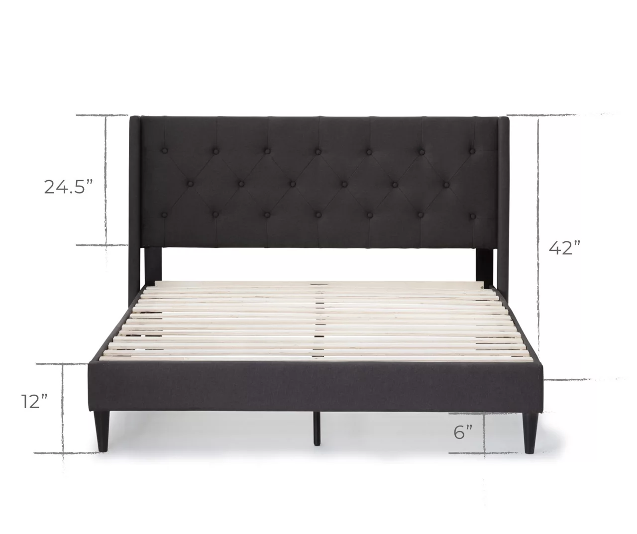 Isabelle Charcoal Upholstered Twin Wingback Bed - Image 3