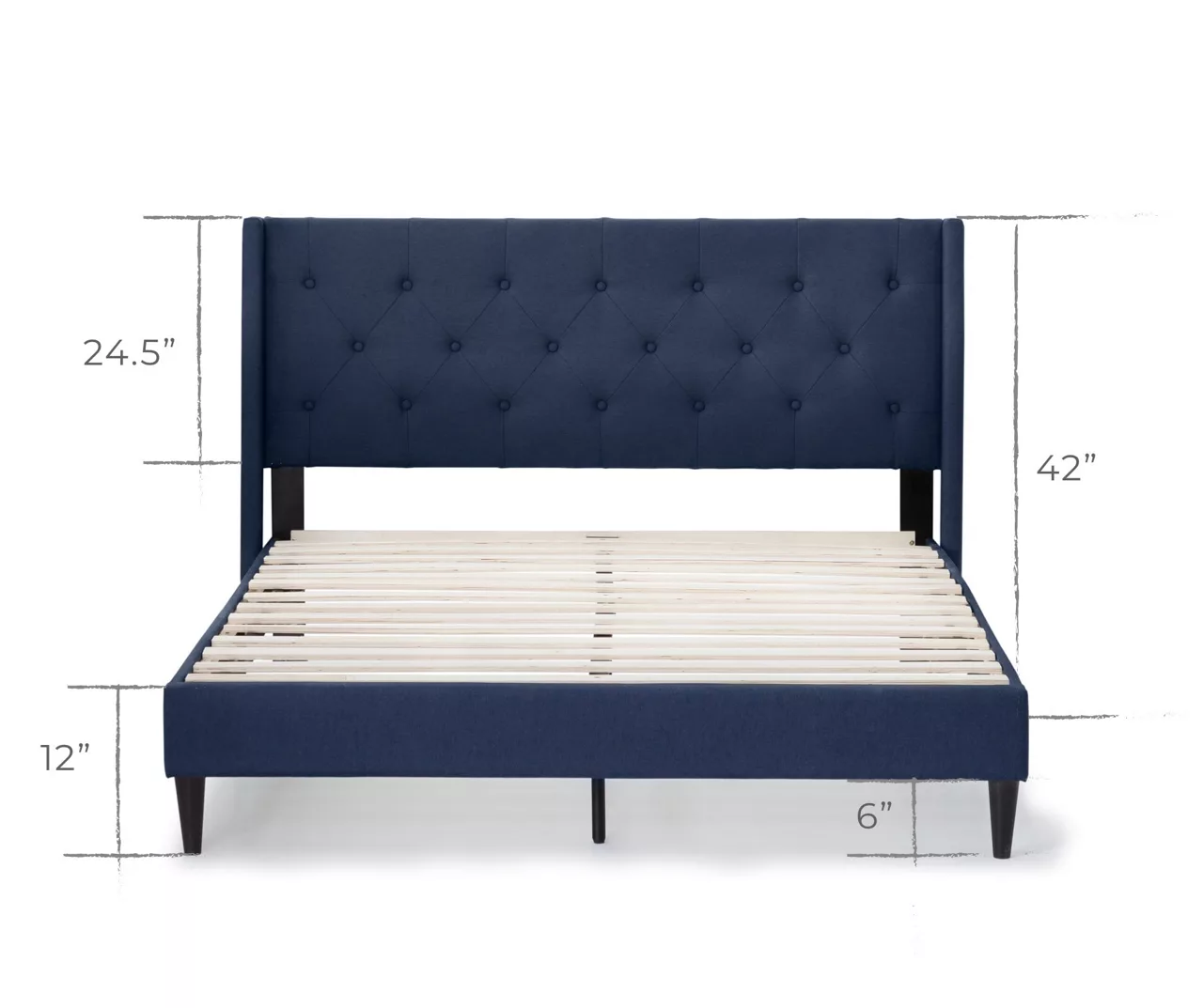 Isabelle Navy Upholstered Twin Wingback Bed - Image 3