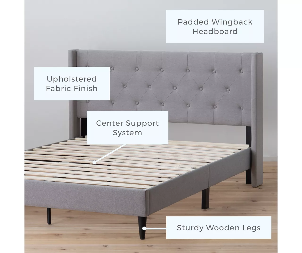 Isabelle Stone Upholstered Twin Wingback Bed - Image 2