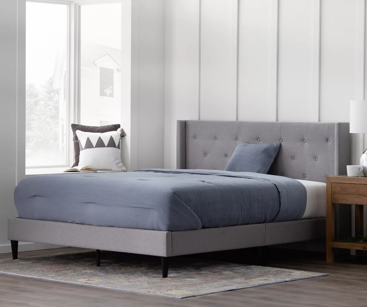 Isabelle Stone Upholstered Twin Wingback Bed - Image 5