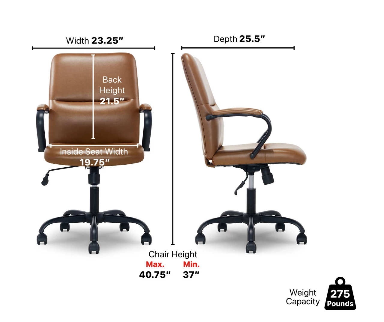 Camel Brown Vegan Leather Office Chair - Image 12