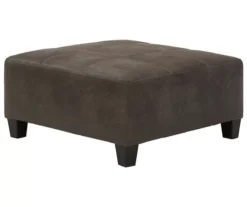 Navi Smoke Faux Leather Oversize Accent Ottoman