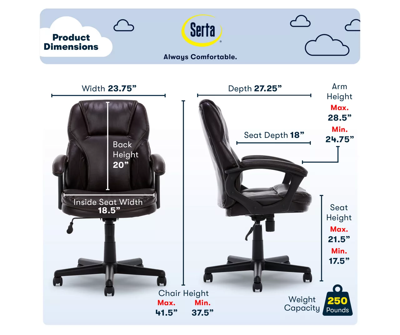 Mitchell Roasted Chestnut Vegan Leather Office Chair - Image 5