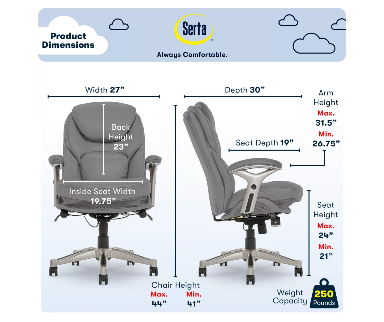 Claremont Gray Bonded Leather Office Chair - Image 5