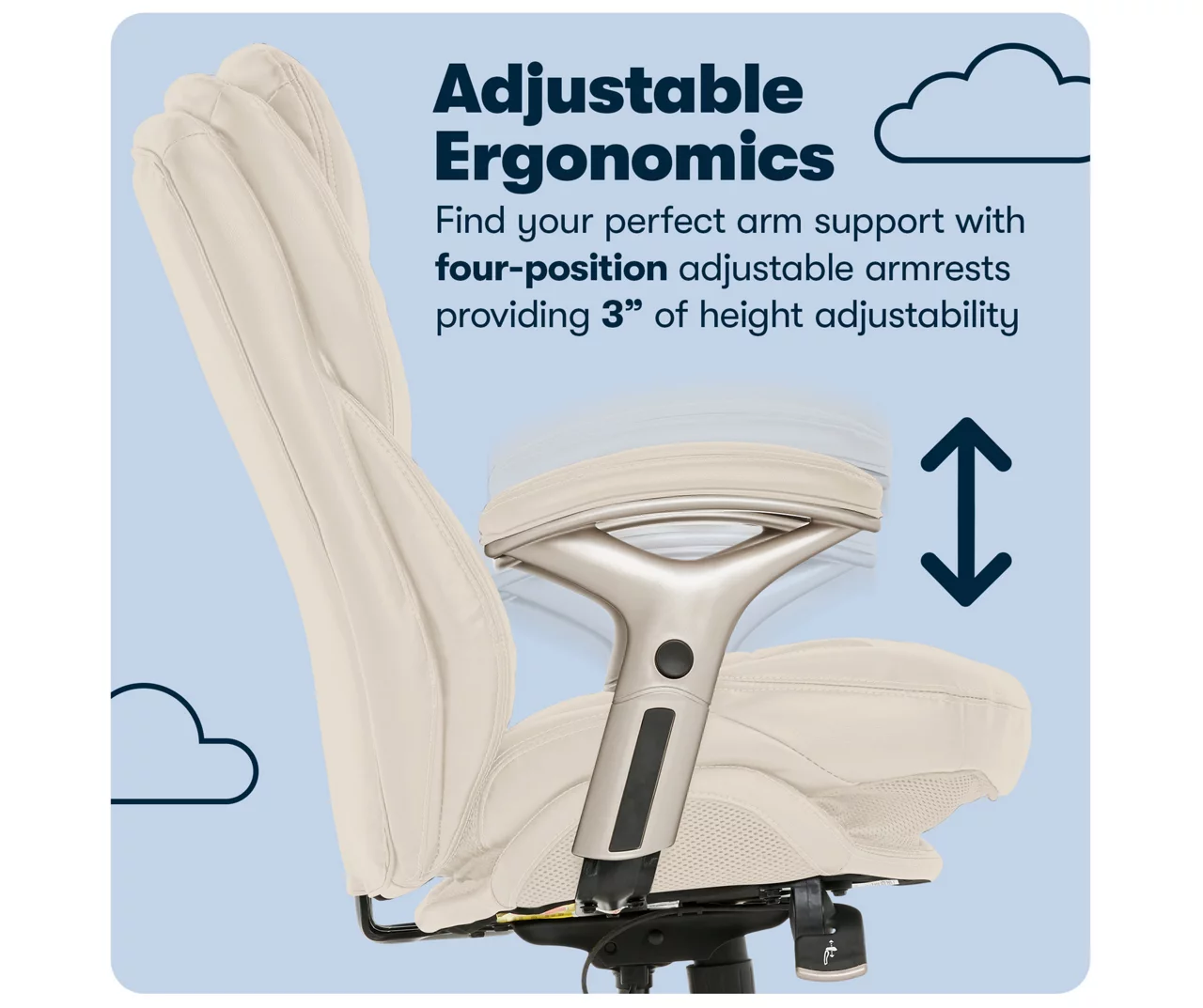 Claremont Ivory Bonded Leather Office Chair - Image 10