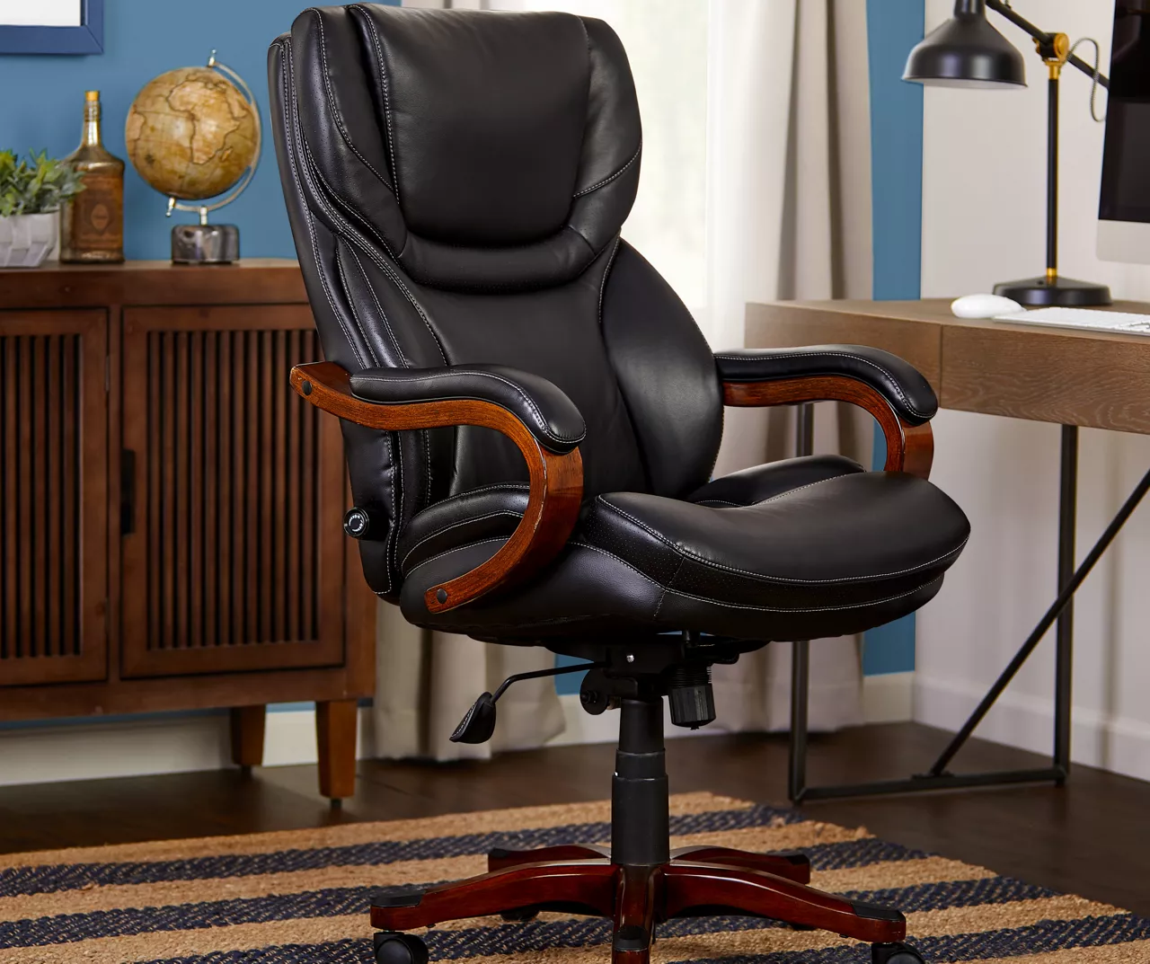 Conway Black Big & Tall Bonded Leather Office Chair - Image 3
