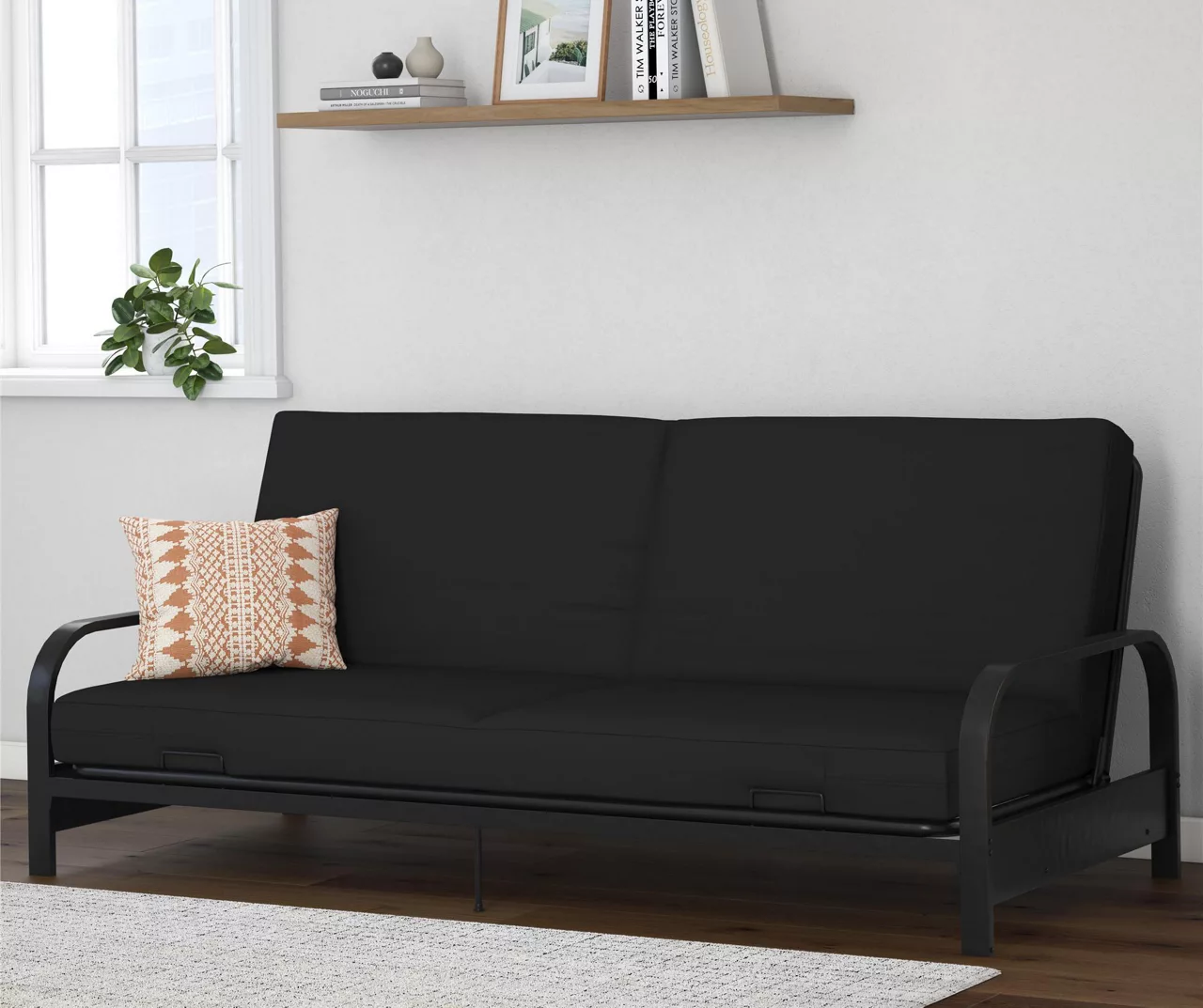 DHP Elbern BlackĀ Metal Futon With Black Microfiber Cover - Image 3