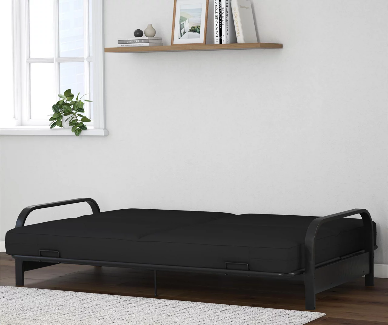 DHP Elbern BlackĀ Metal Futon With Black Microfiber Cover - Image 4
