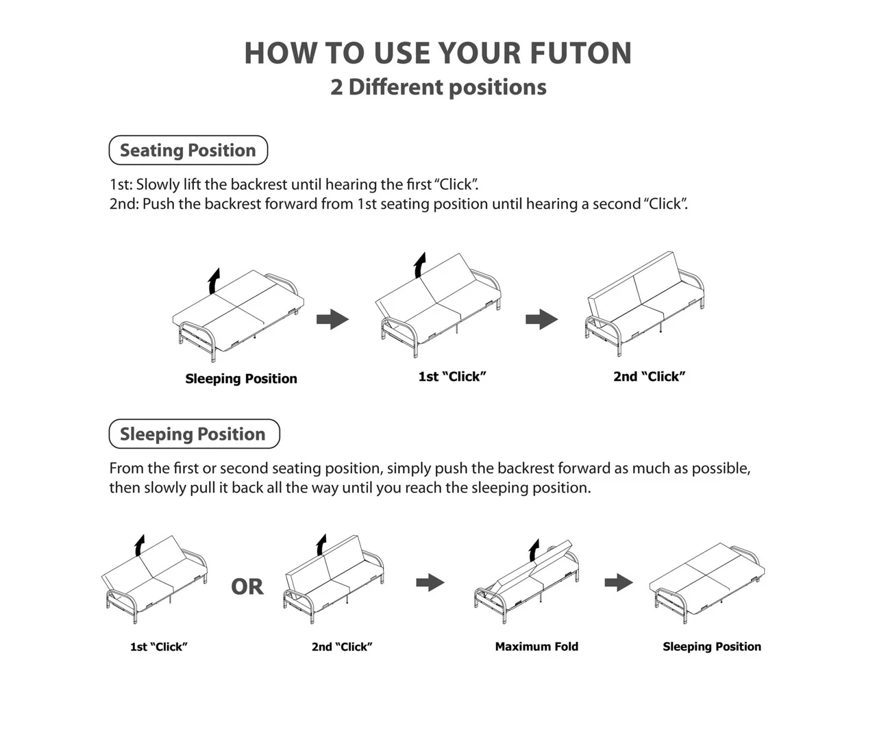 DHP Elbern BlackĀ Metal Futon With Black Microfiber Cover - Image 8