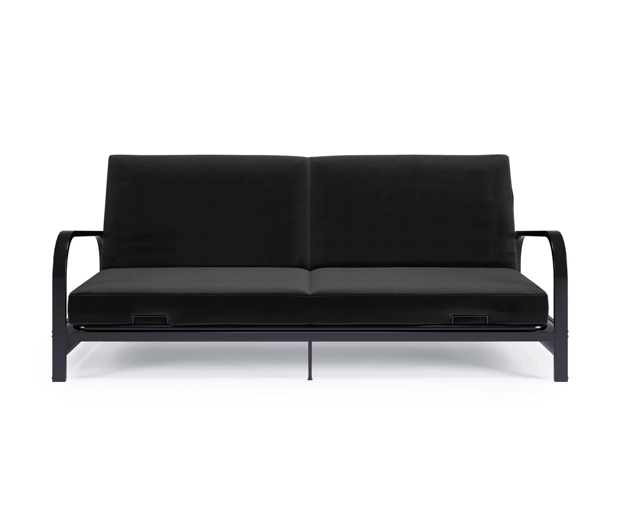DHP Elbern BlackĀ Metal Futon With Black Microfiber Cover