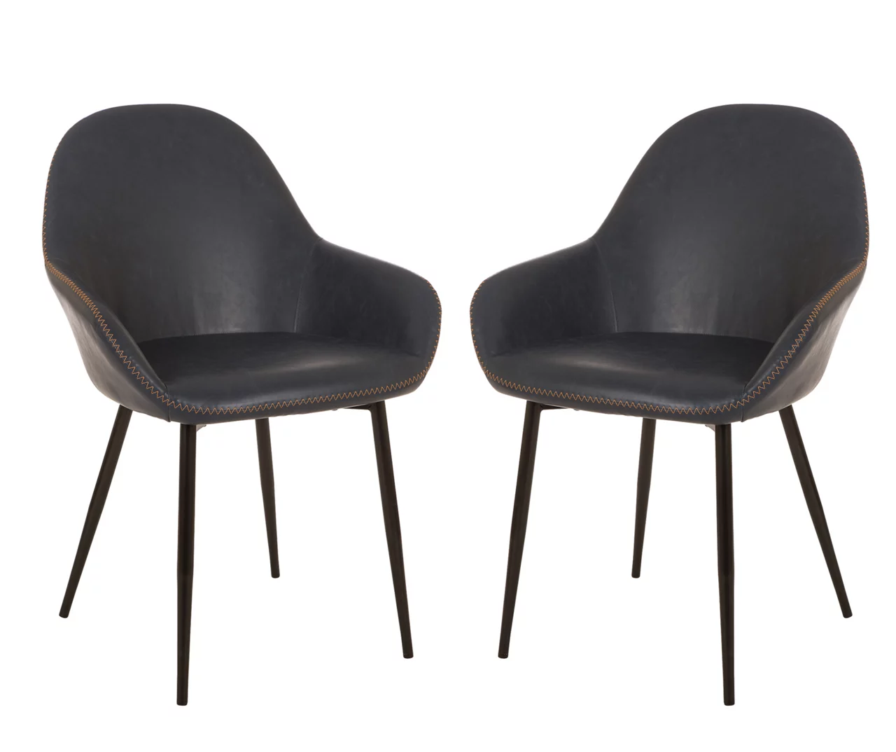 Glitzhome Mid-Century Modern Faux Leather Dining Chairs, 2-Pack - Image 2