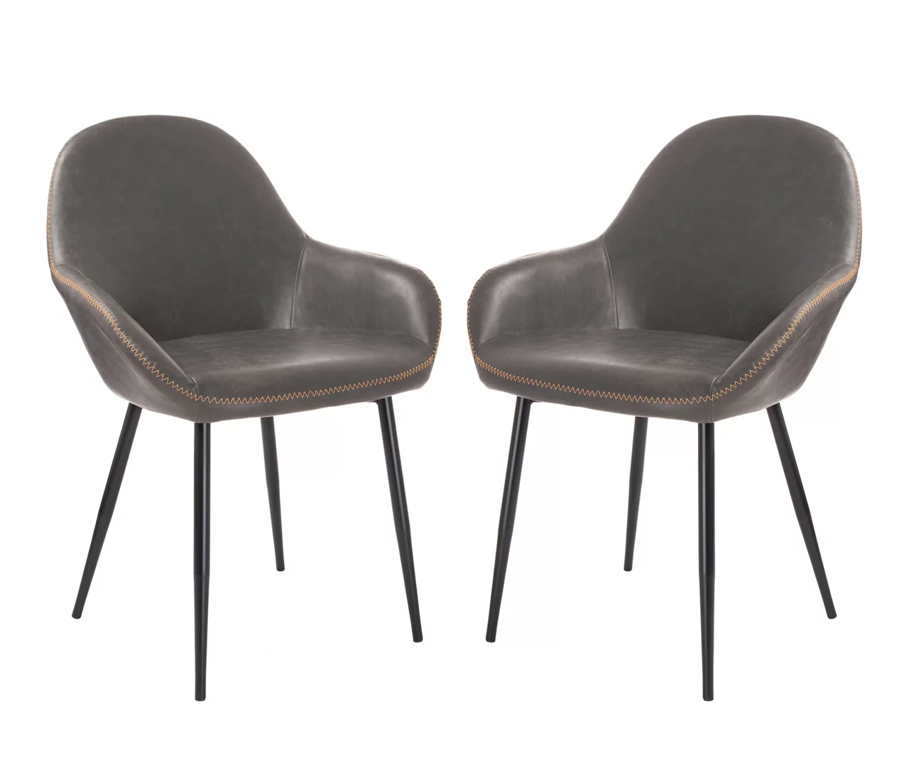 Glitzhome Mid-Century Modern Faux Leather Dining Chairs, 2-Pack