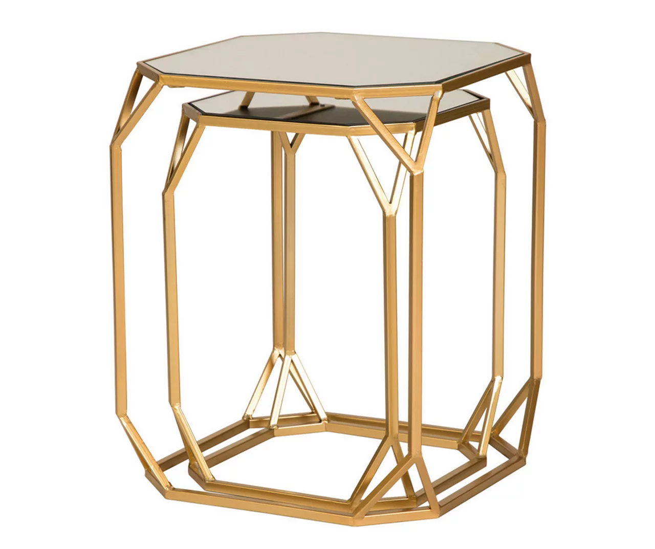 Gold Glass Top 2-Piece Nesting Side Table Set - Image 2