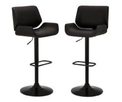 Glitzhome Mid-Century Modern Faux Leather Adjustable Bar Stools, 2-Pack