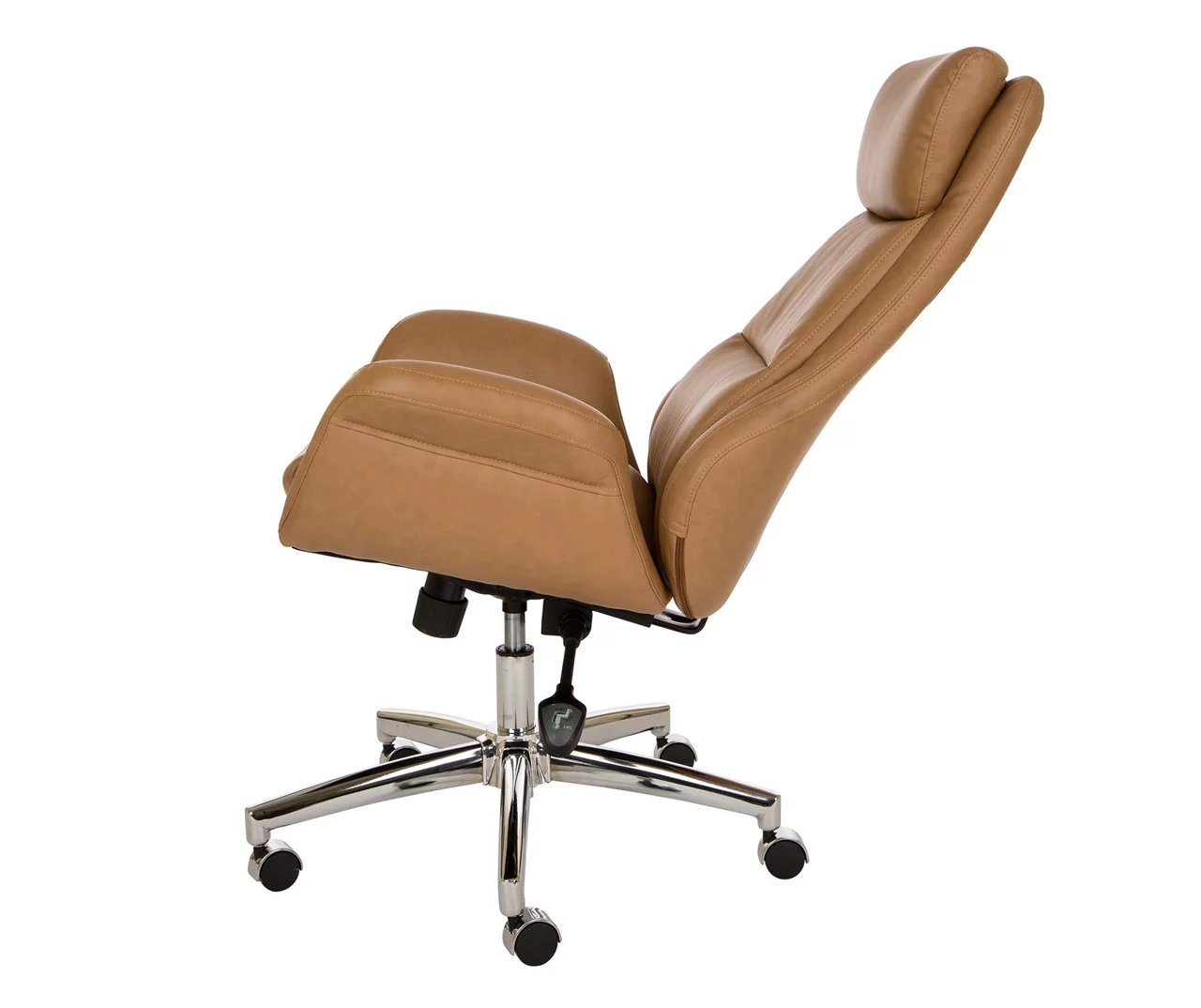 Light Brown Mid-Century Modern Faux Leather Executive Office Chair - Image 6