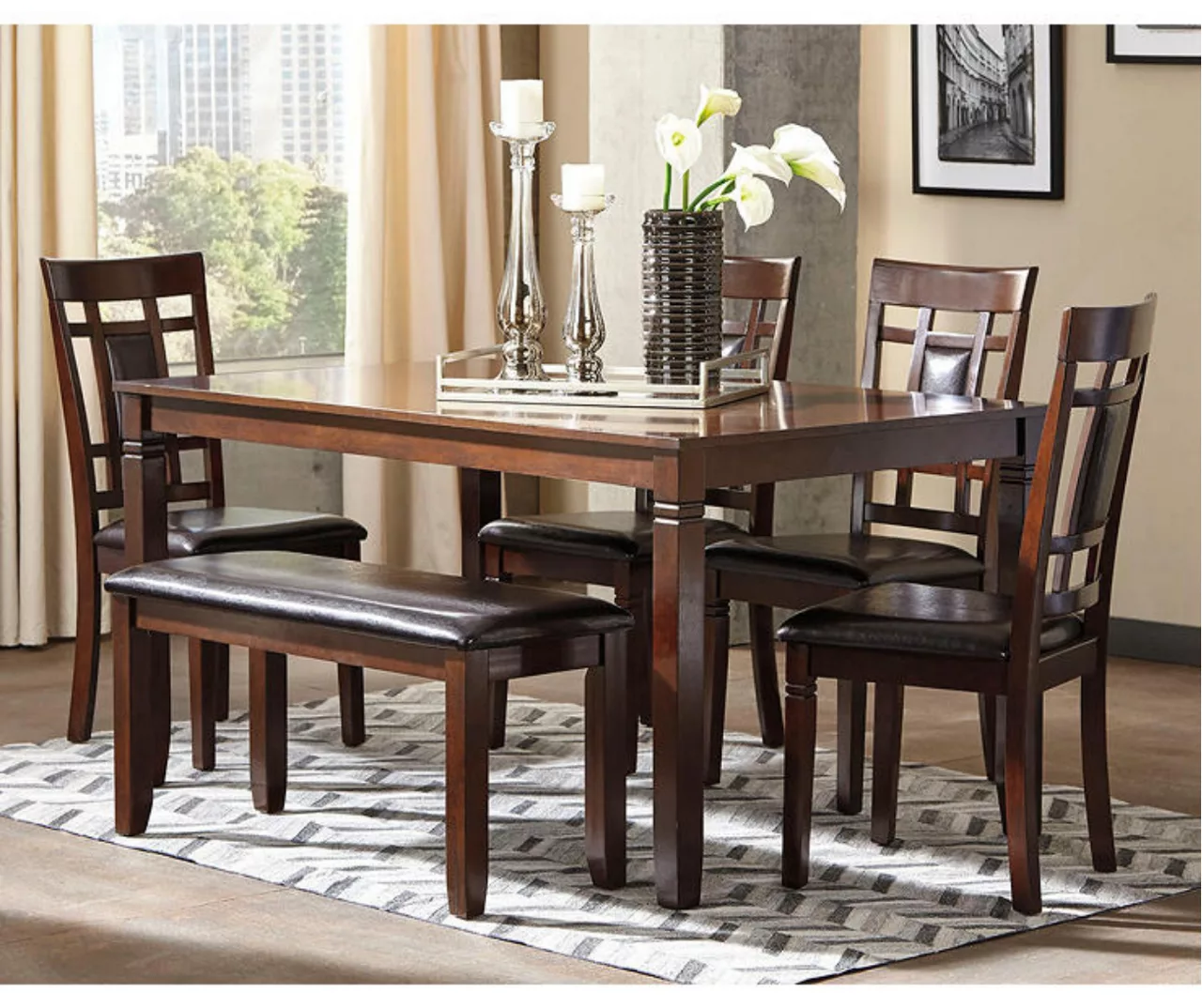 Bennox 6-Piece Dining Set With Bench - Image 2