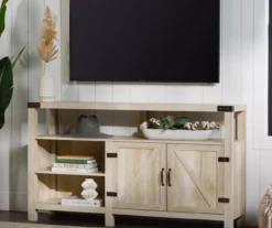 58" White Oak Barn Door Highboy TV Stand