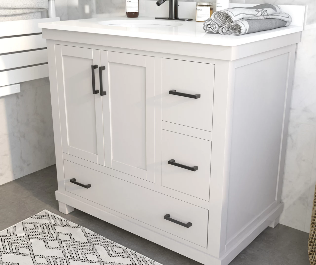 DHP Atwater Living Mills White Bathroom Vanity With Sink - Image 4