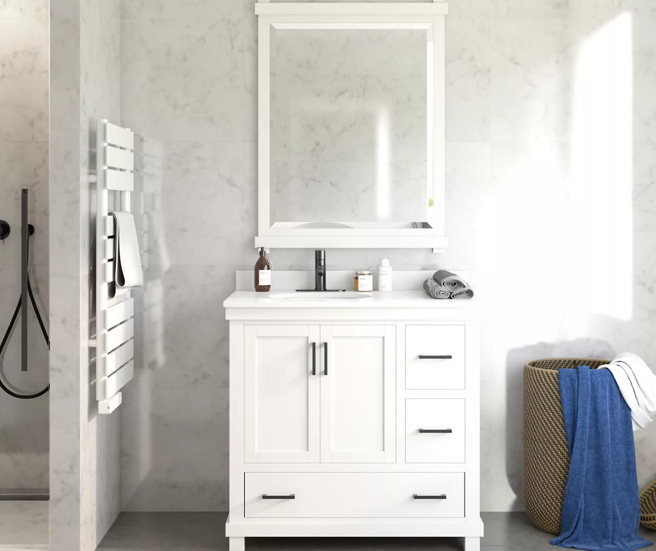 DHP Atwater Living Mills White Bathroom Vanity With Sink - Image 6