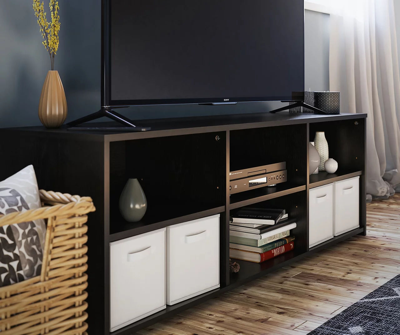 60" Capstan Black Oak TV Stand - Image 3