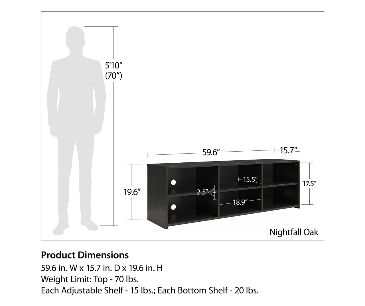 60" Capstan Black Oak TV Stand - Image 8