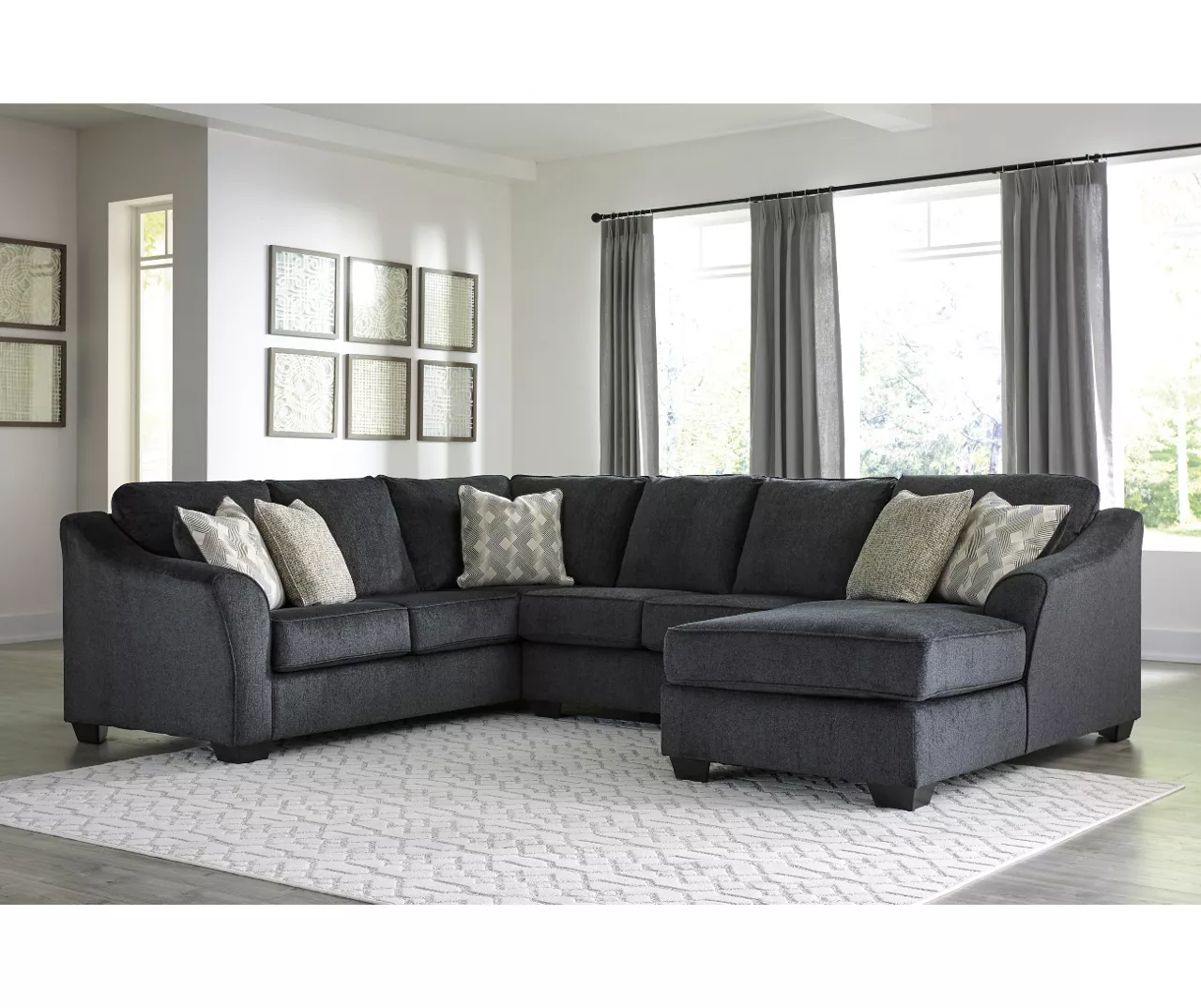 Signature Design By Ashley Eltmann Slate 3-Piece Sectional With Right-Facing Chaise - Image 2